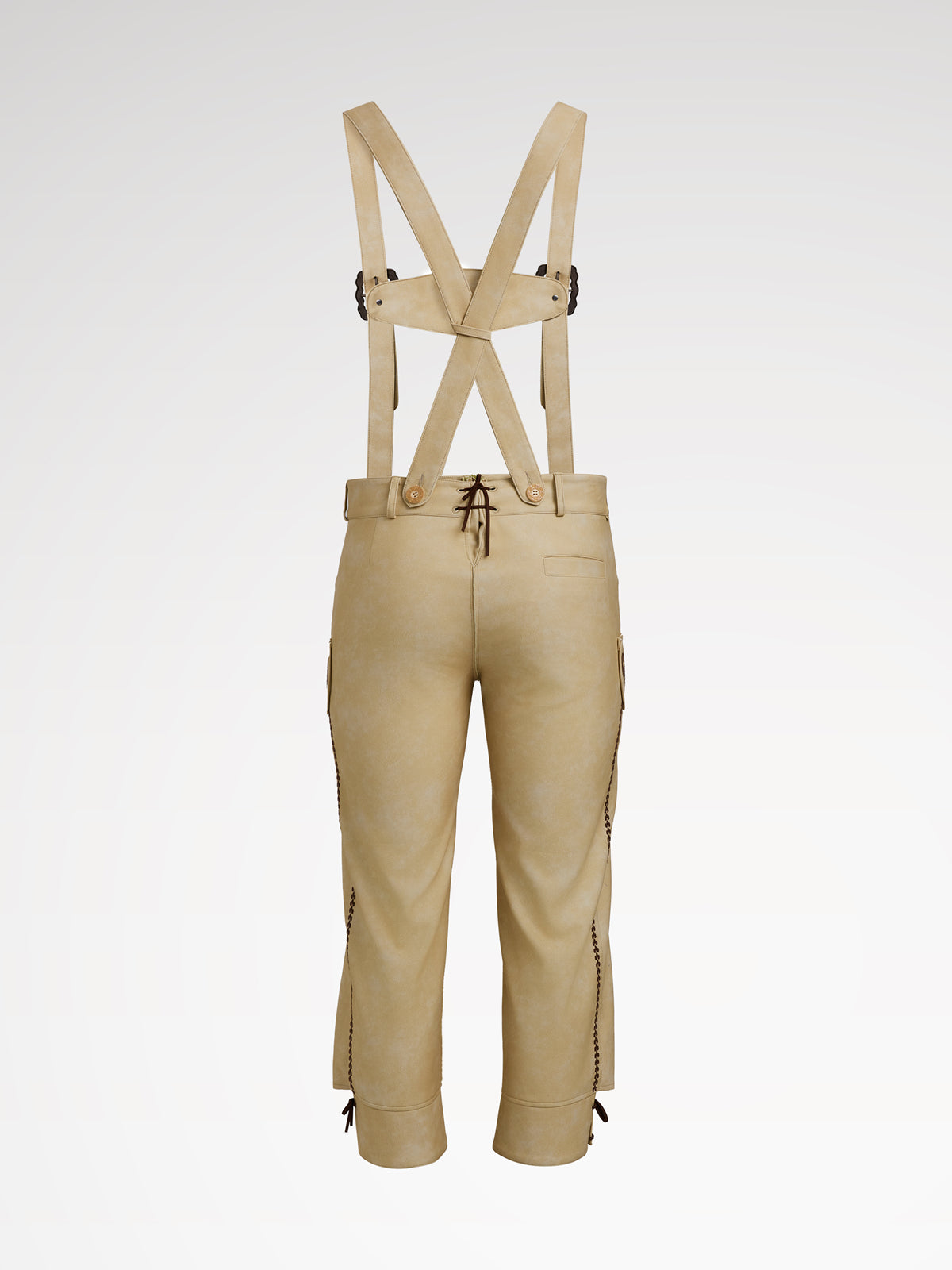 Herren Braun Knöpfen Vorne Lederhosen