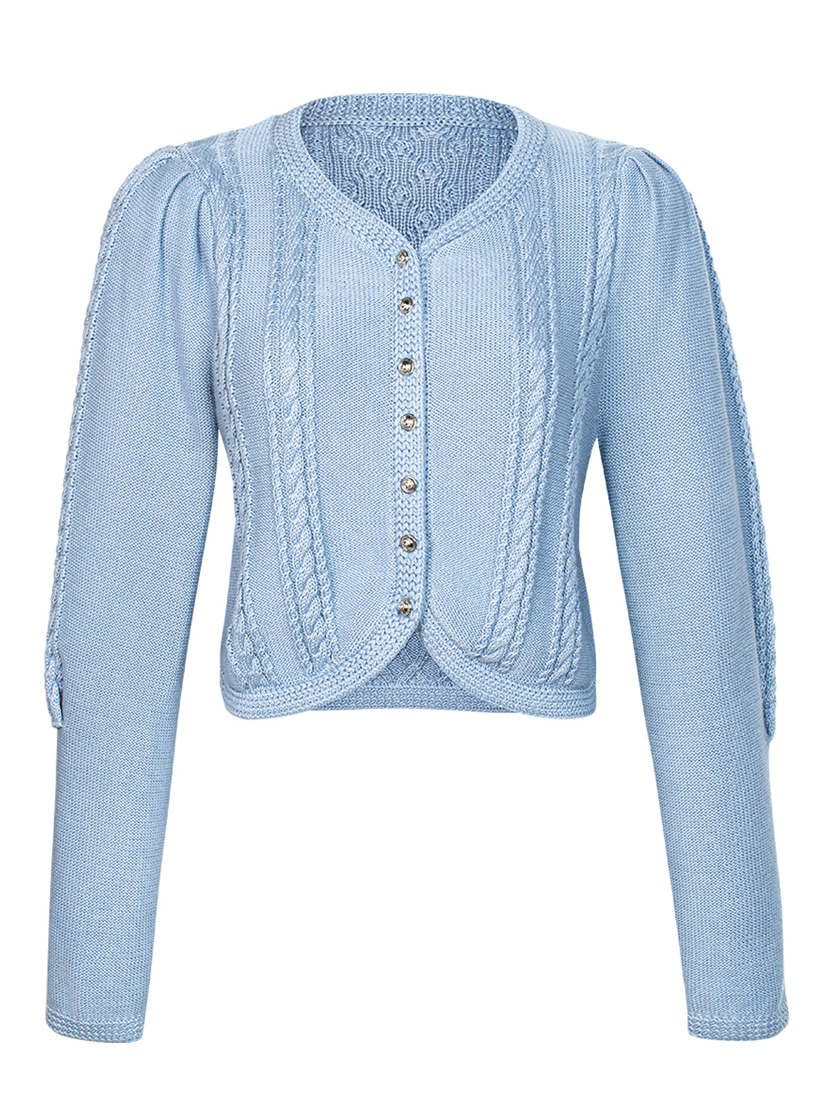Damen Blau Rundhals Vorne Strickjacken
