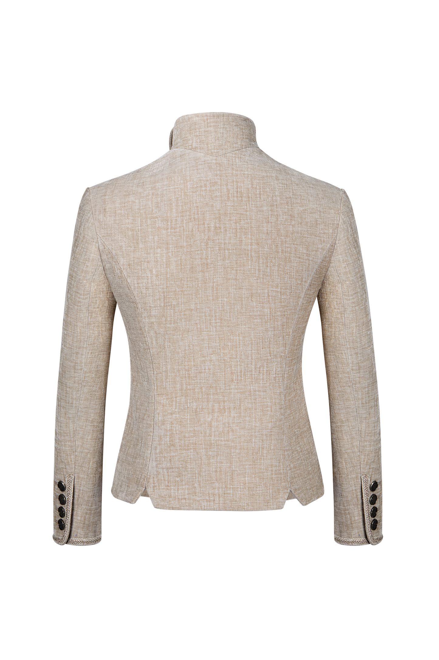 Damen Beige Hochgeschlossen Vorne Strickjacken