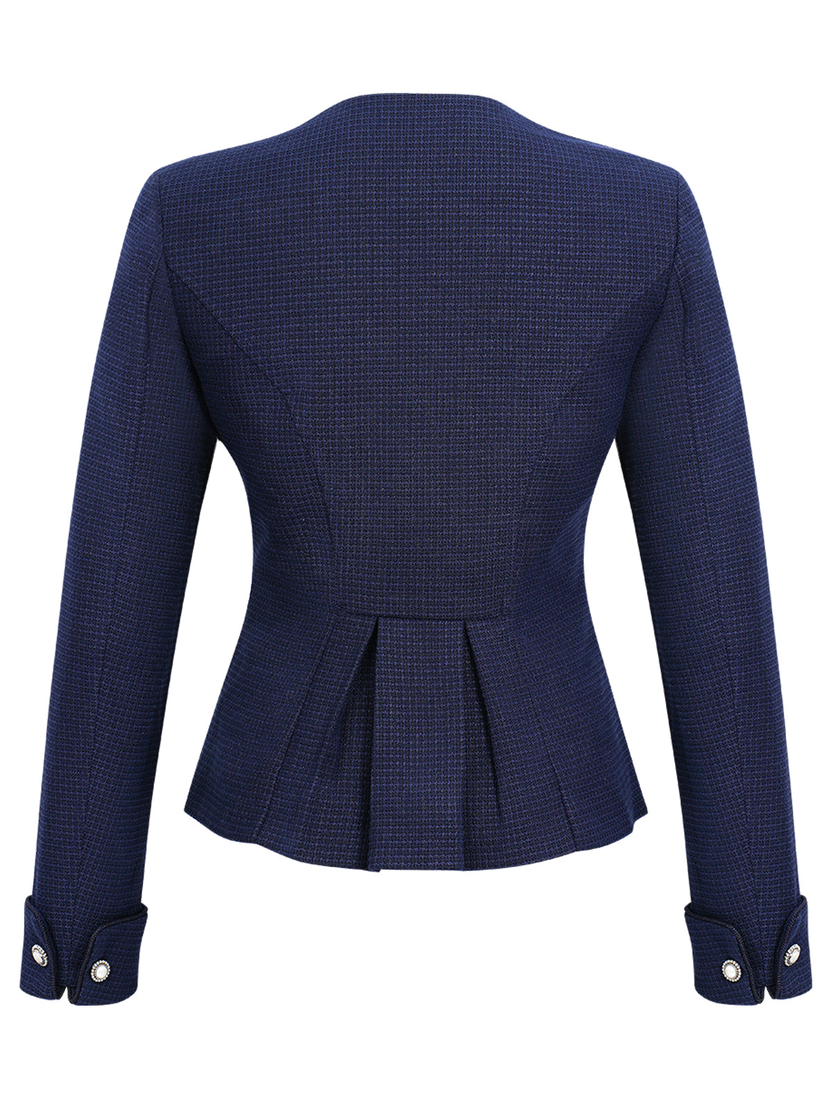 Damen Blau Flacher Reverskragen Vorne Strickjacken