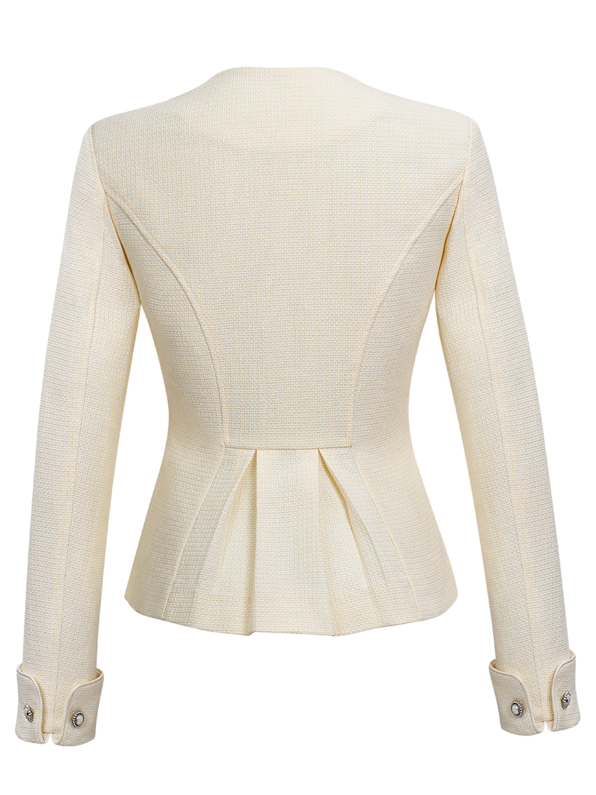 Damen Weiß Flacher Reverskragen Vorne Strickjacken