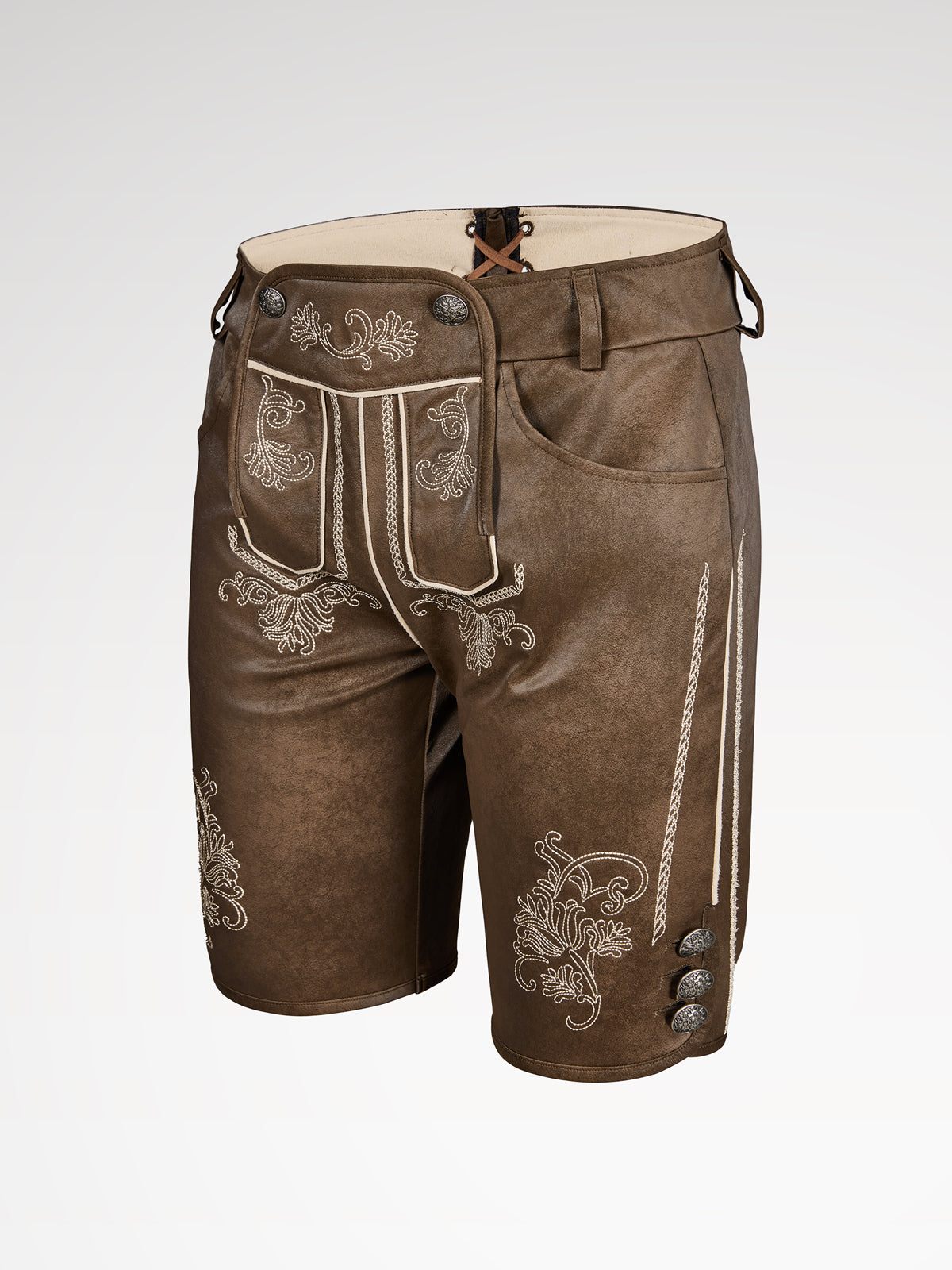 Herren Braun Kurze Hose Vorne Lederhosen