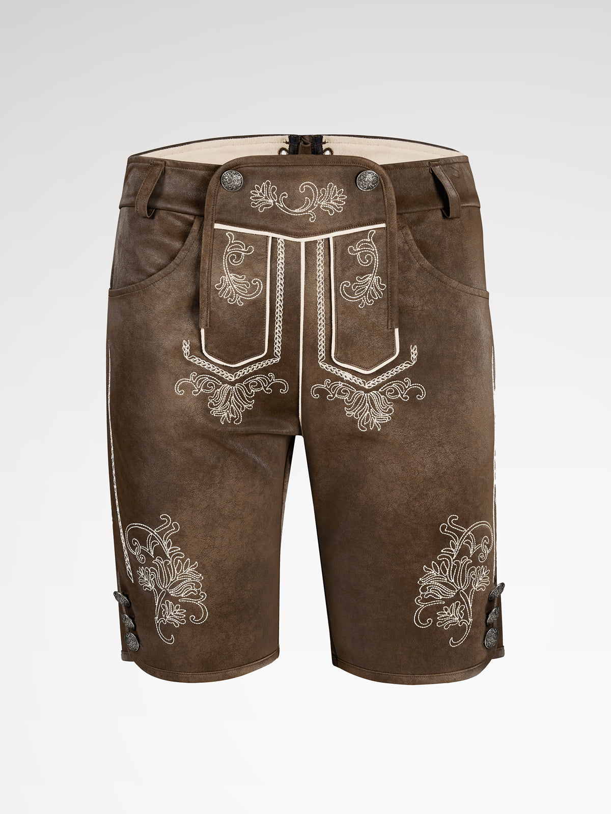 Herren Braun Kurze Hose Vorne Lederhosen