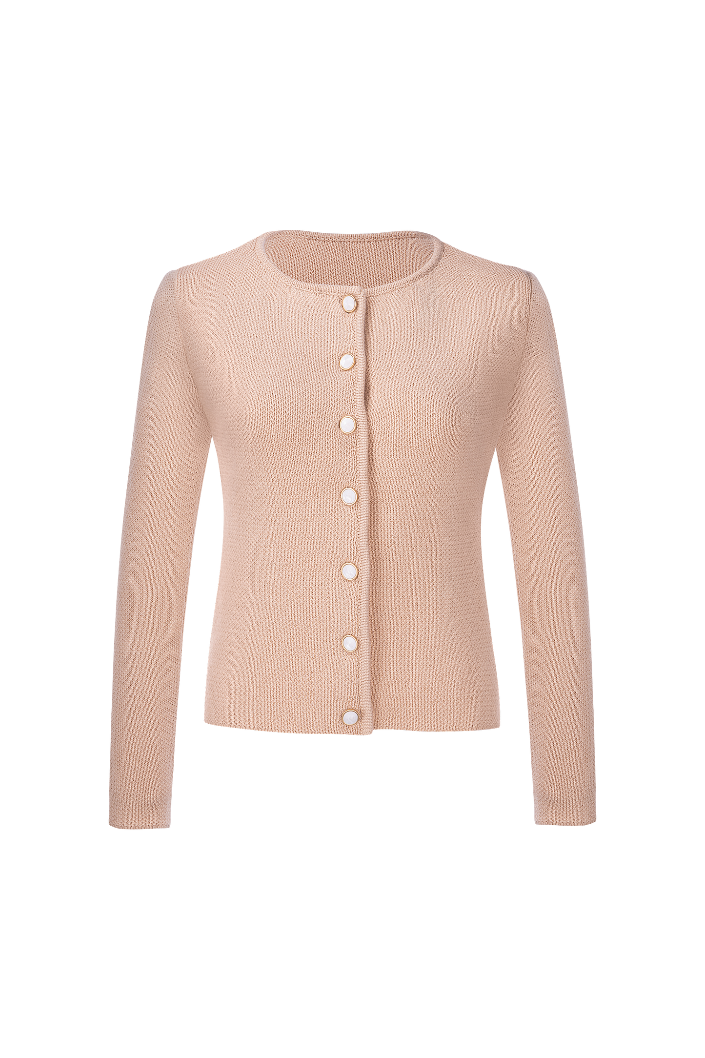 Damen Braun Rundhals Vorne Strickjacken
