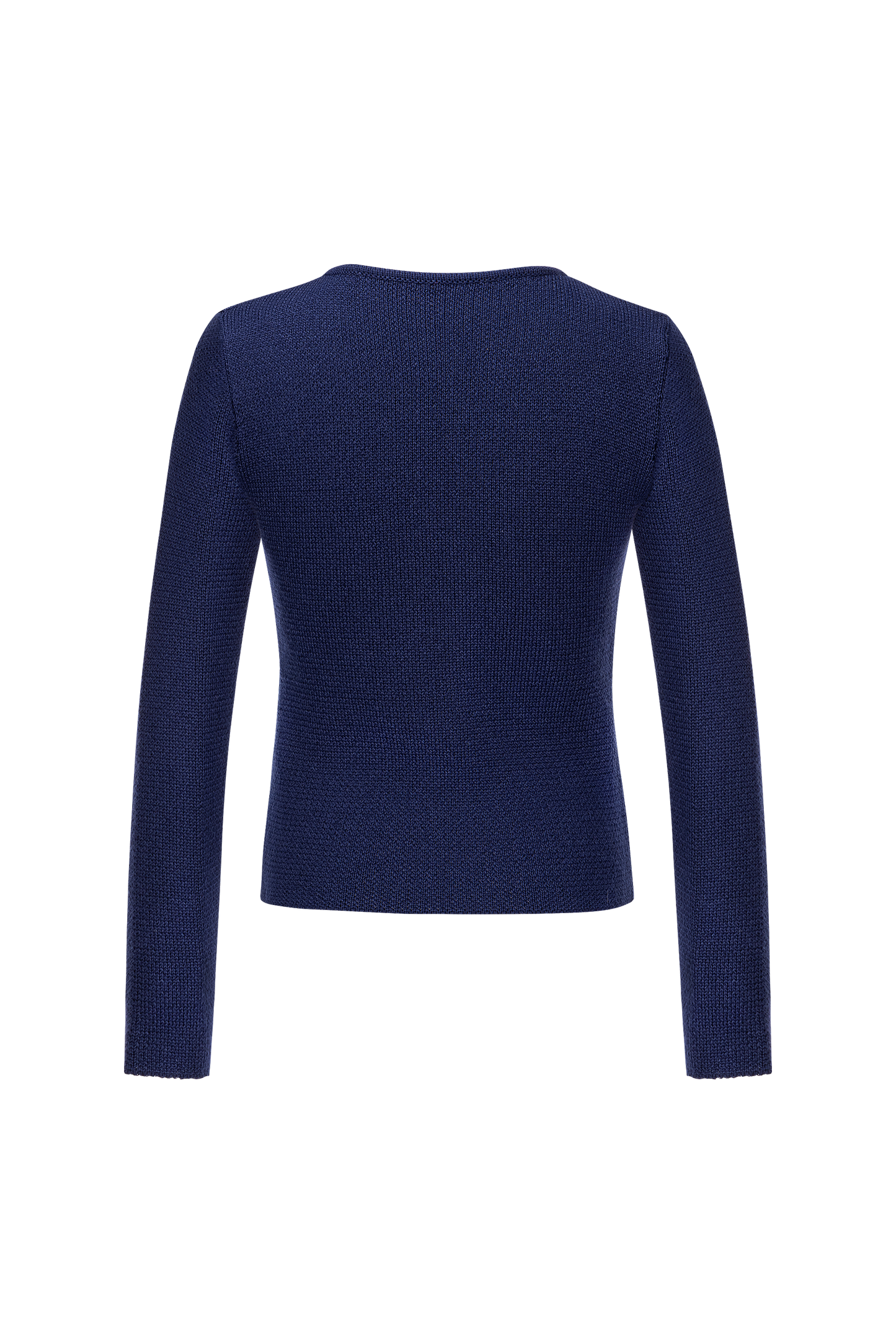 Damen Marineblau Rundhals Vorne Strickjacken
