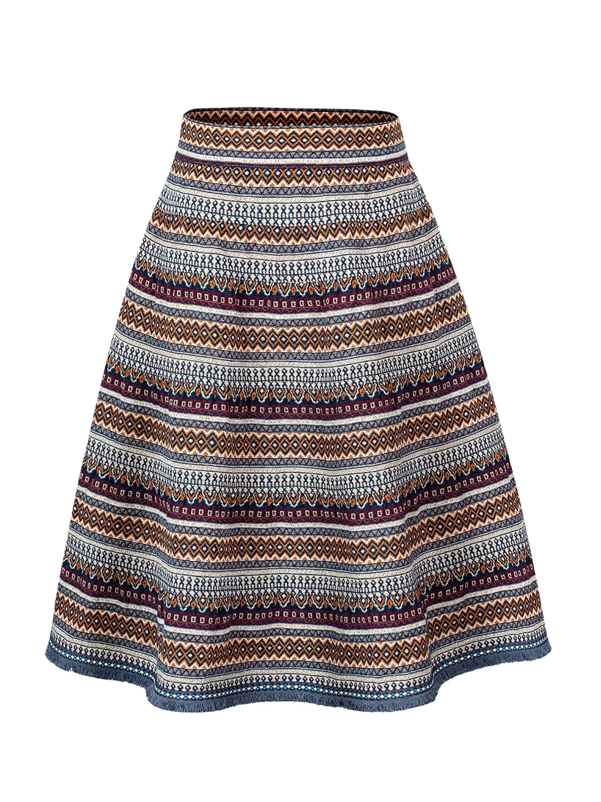 Damen Anliegende A-Linie Verschiedene Bänder mit unterschiedlichen Mustern Vorne Rocke