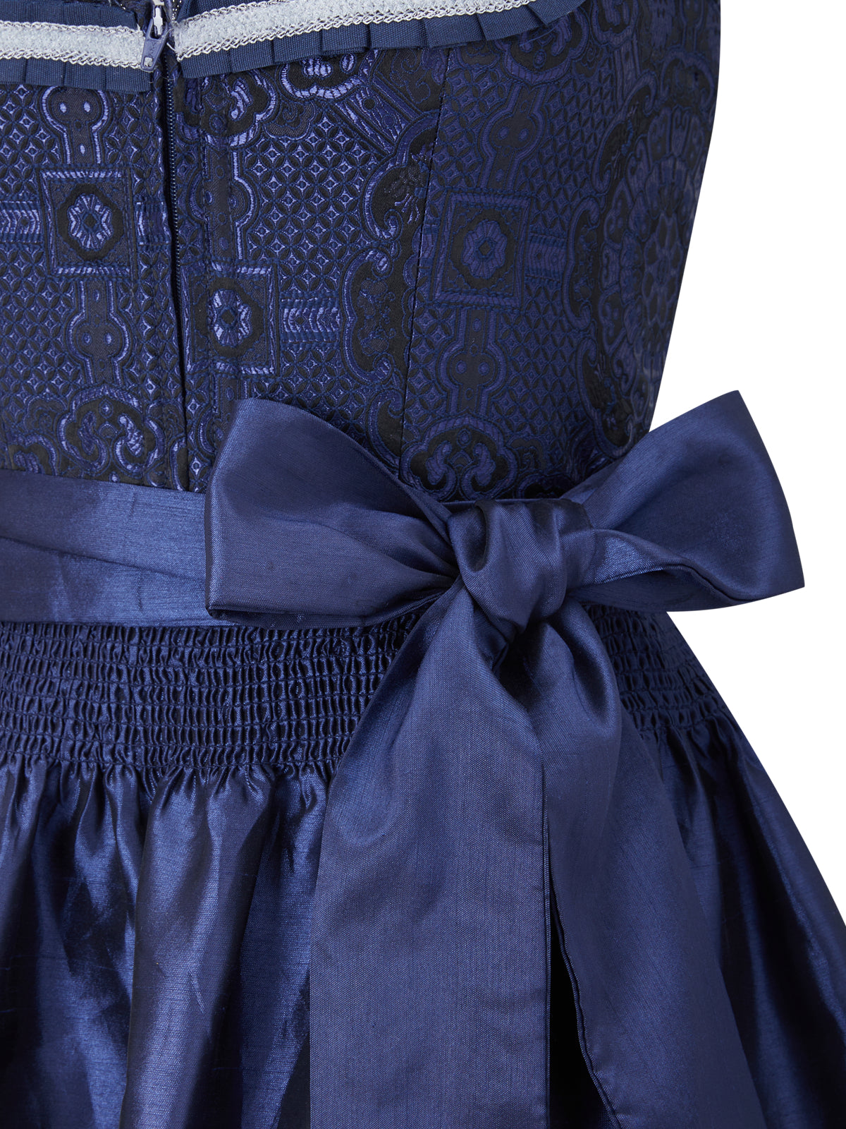 Blau mit Gerader Ausschnitt und Allover Muster Dirndl