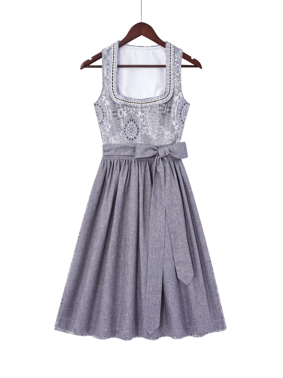 Grau mit Gerader Ausschnittund Feminin Dirndl