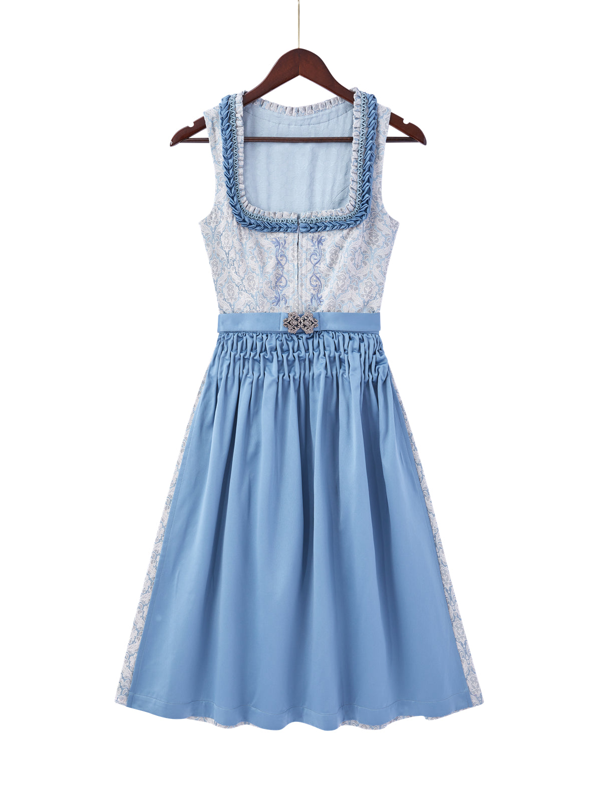 Blau mit Gerader Ausschnitt und Alpen-inspiriert Dirndl