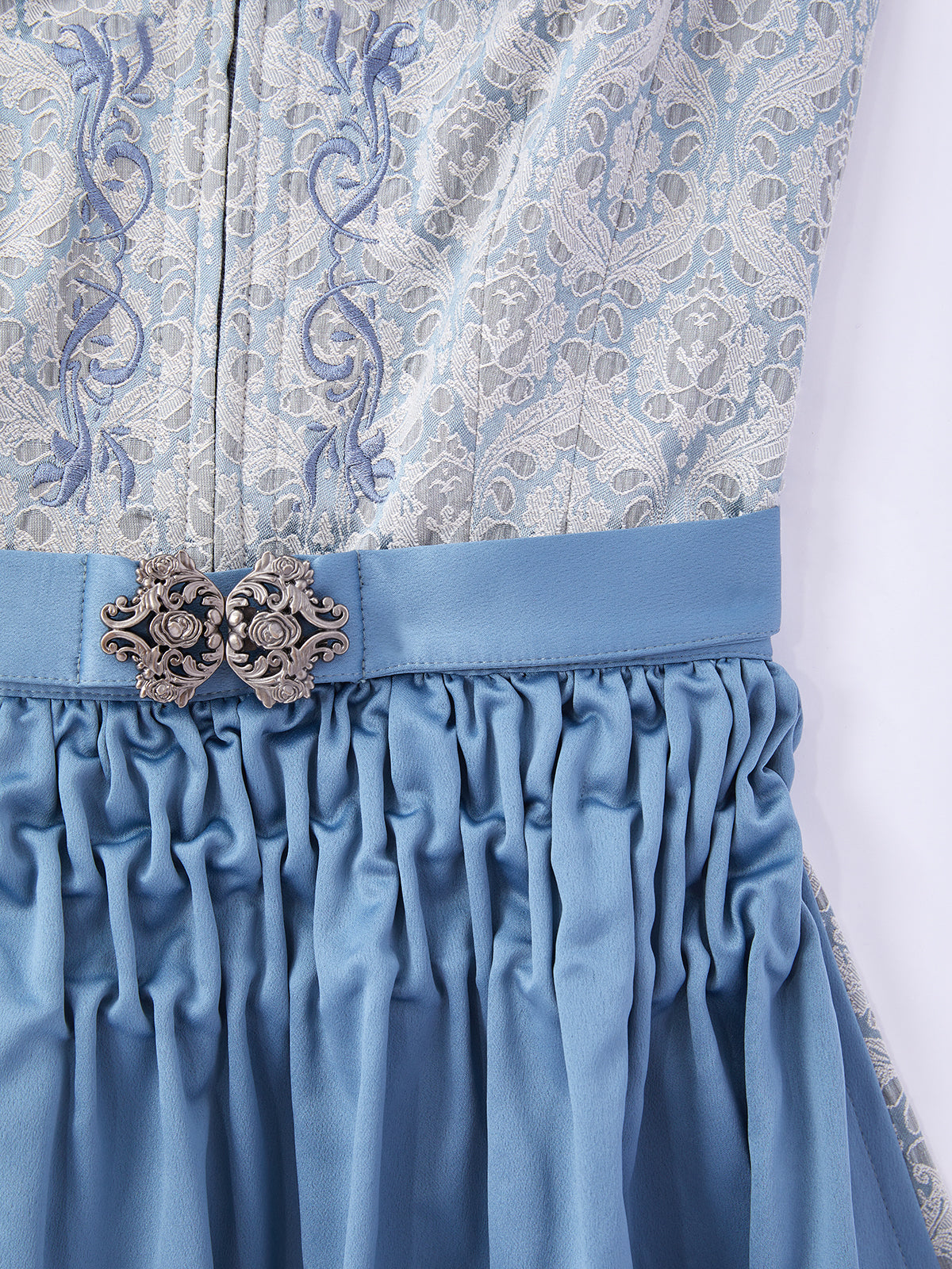 Blau mit Gerader Ausschnitt und Alpen-inspiriert Dirndl