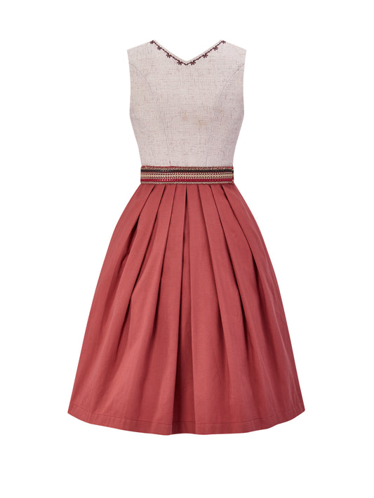 Rosa mit Gerader Ausschnitt und Stickereien Dirndl