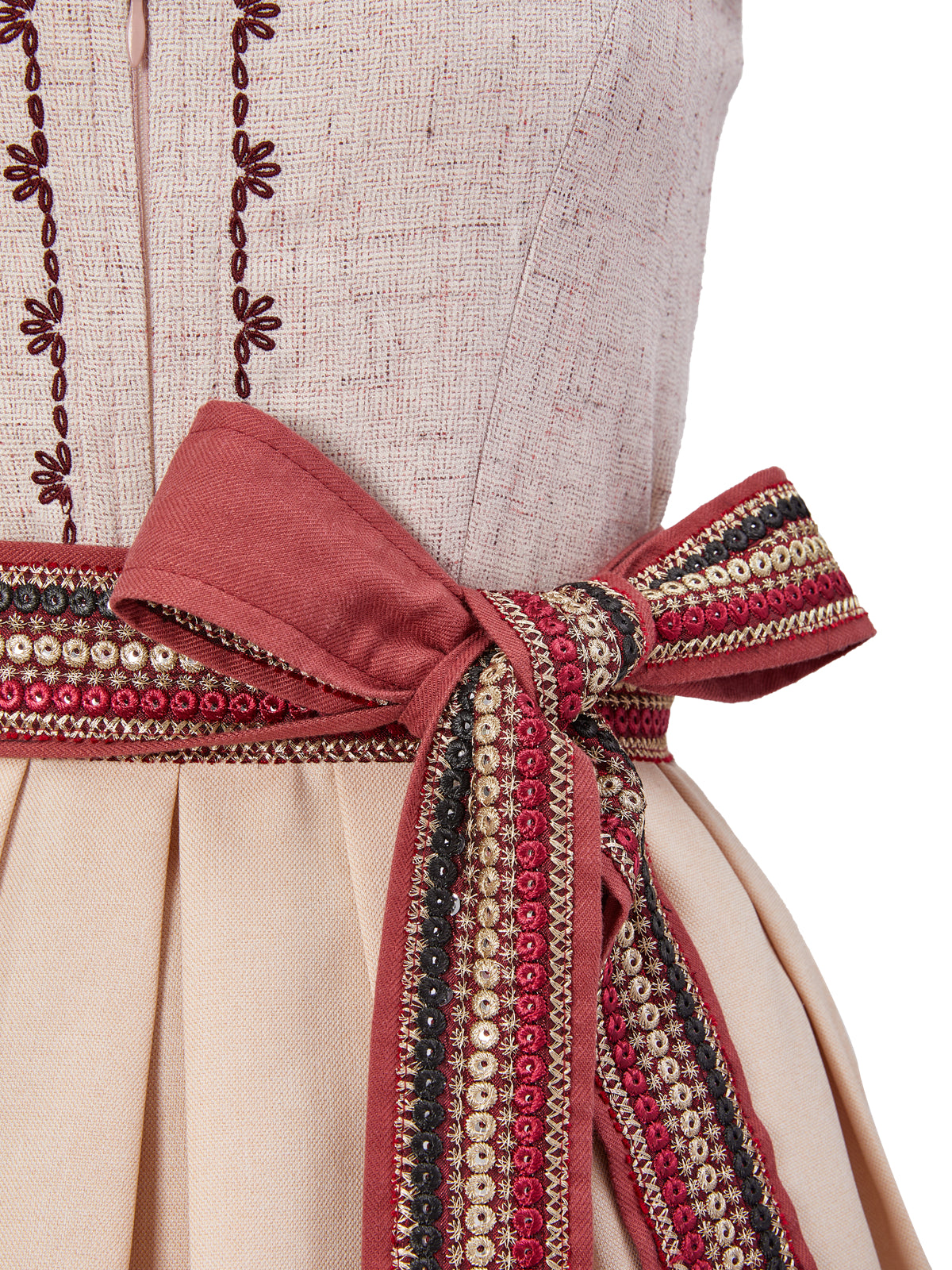 Rosa mit Gerader Ausschnitt und Stickereien Dirndl