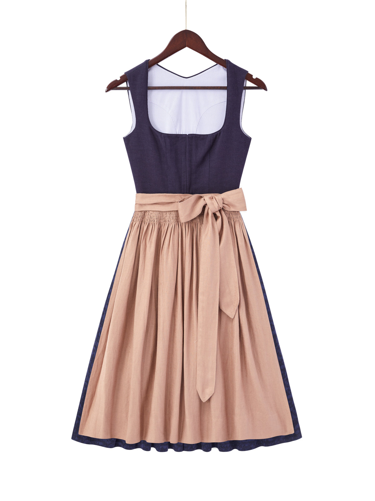 Blau mit Gerader Ausschnittund Bunt Dirndl