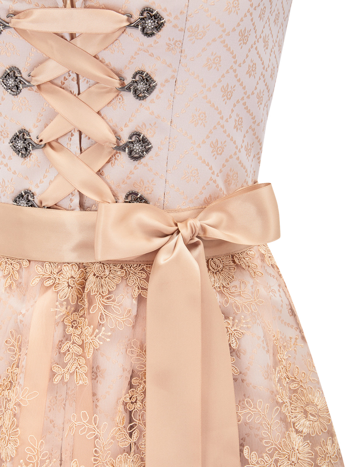 Orange mit Gerader Ausschnitt und Allover Muster Dirndl