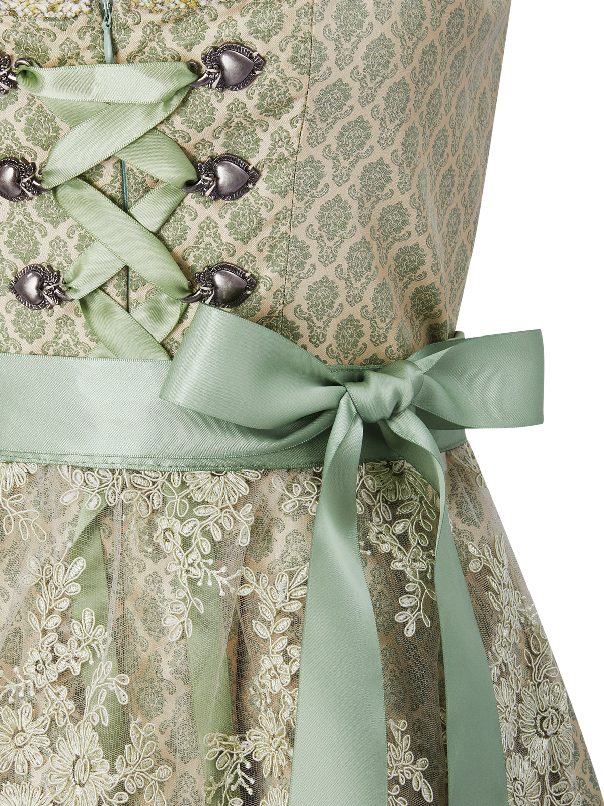 Grün mit Gerader Ausschnitt und Allover Muster Dirndl