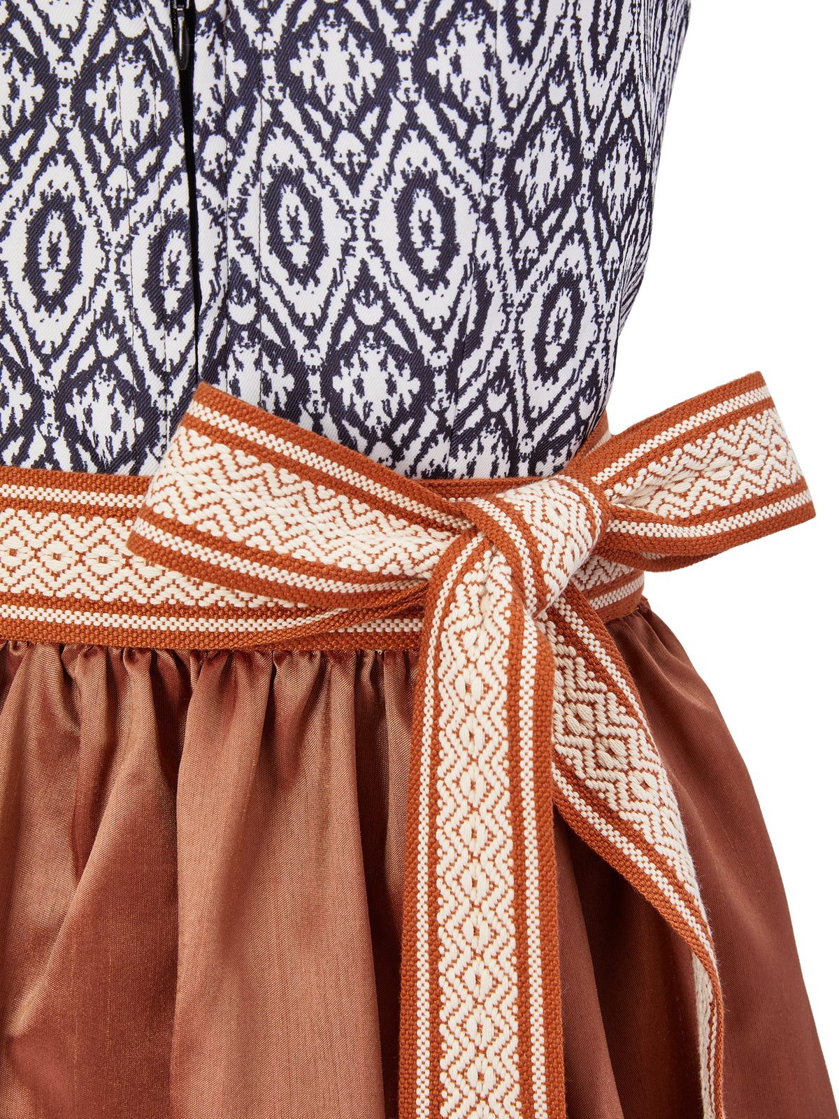 Blau mit Gerader Ausschnitt und Strukturierter Dirndl