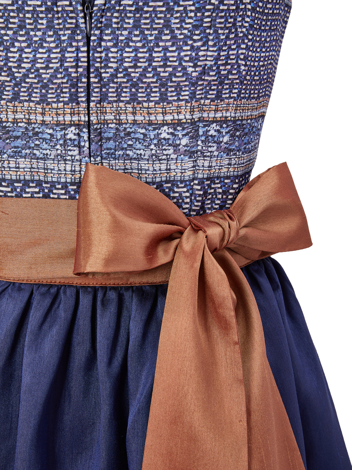 Blau mit Gerader Ausschnitt und Geometrische Muster Dirndl