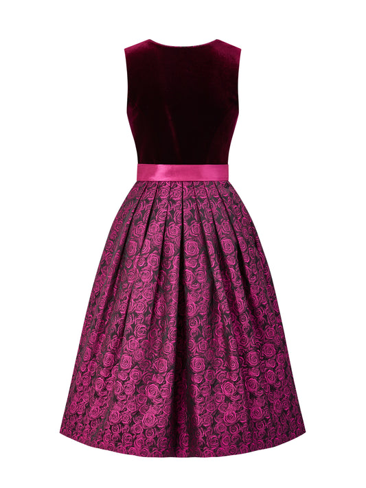 Rosa mit Gerader Ausschnitt und Floralem Muster Dirndl