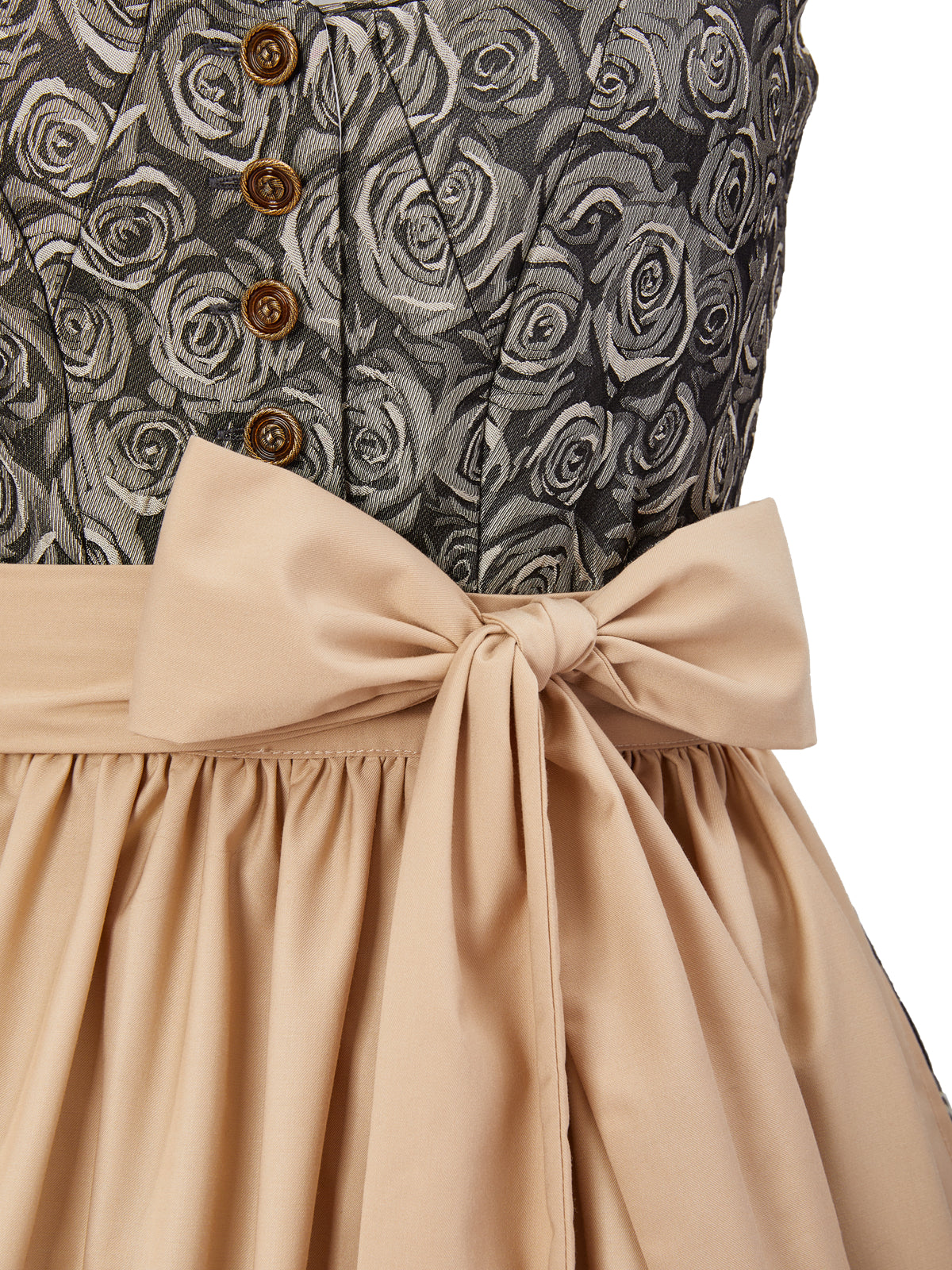 Gelb mit Gerader Ausschnitt und Floralem Muster Dirndl