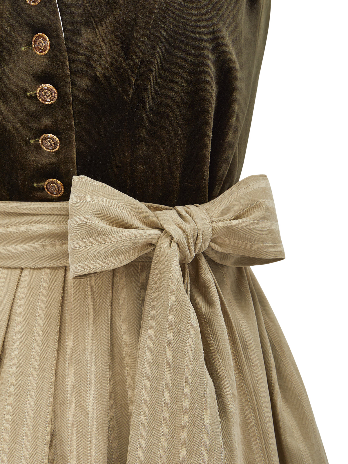 Grün mit Gerader Ausschnitt und Floralem Muster Dirndl