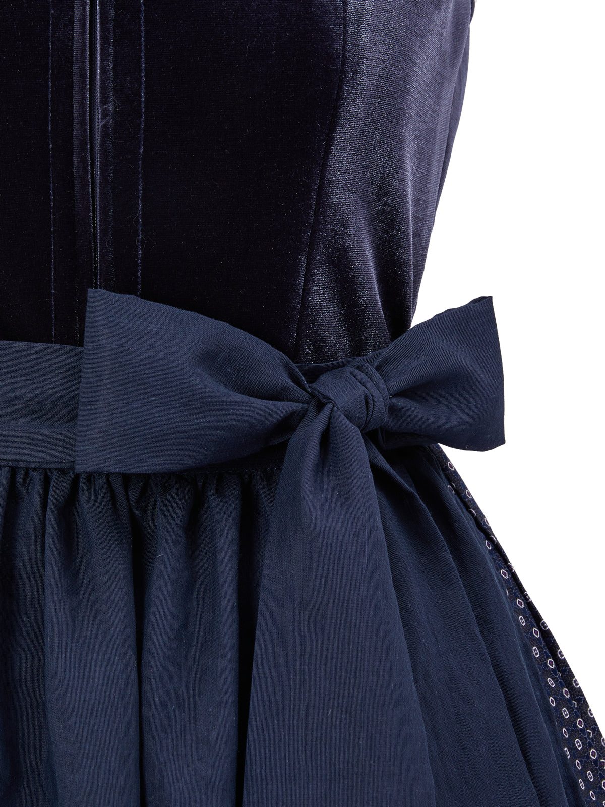 Blau mit Gerader Ausschnitt und Gepunktete Muster Dirndl