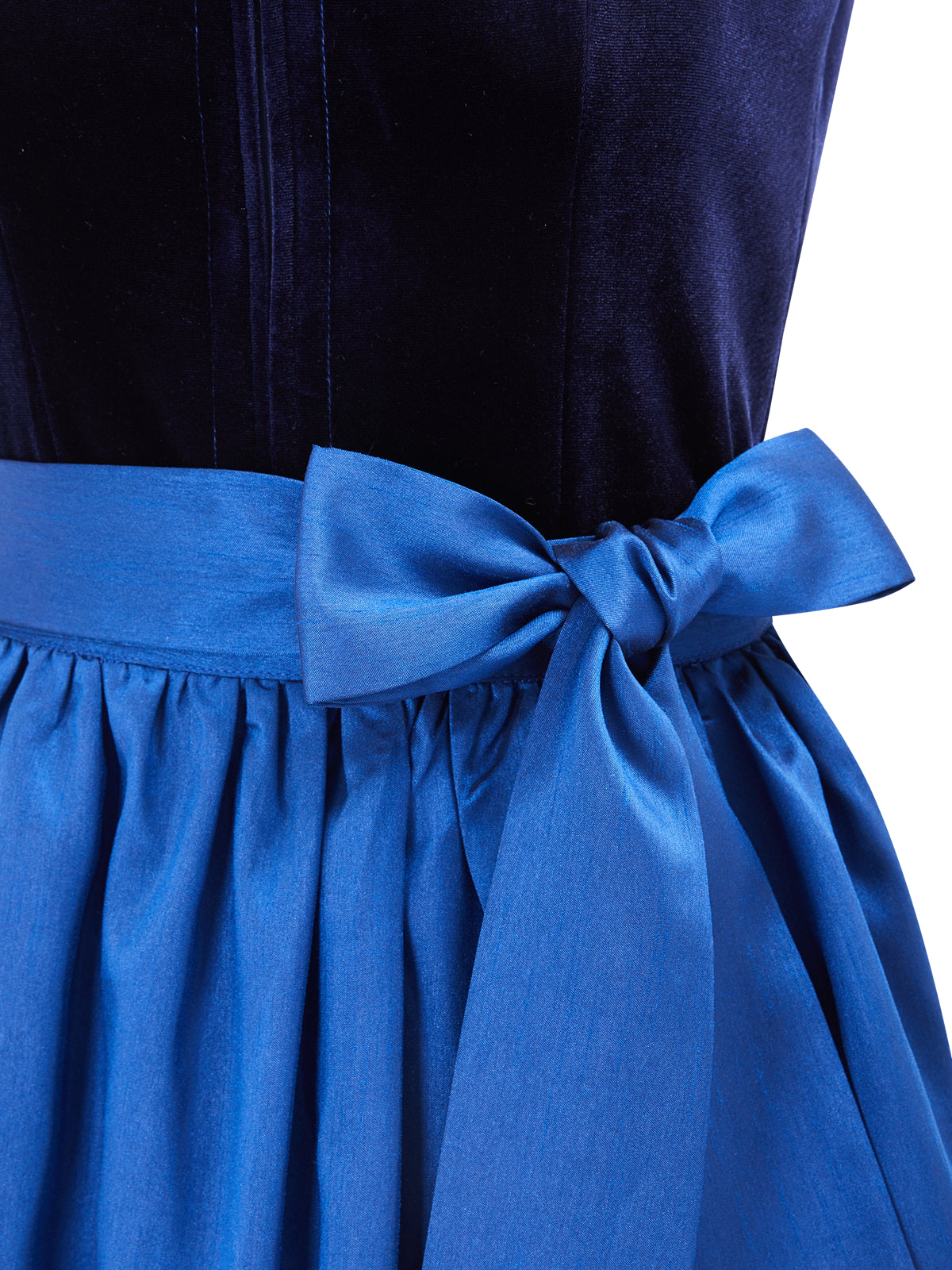Blau mit Gerader Ausschnitt und Strukturierter Dirndl