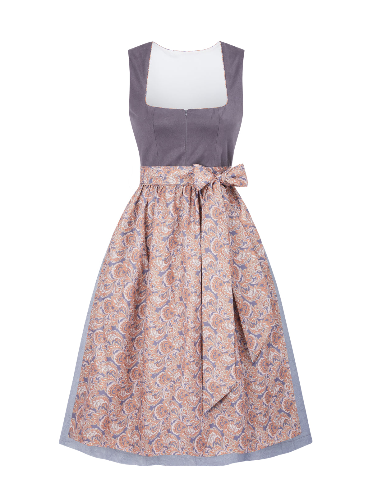 Grau mit Gerader Ausschnitt und Allover Muster Dirndl