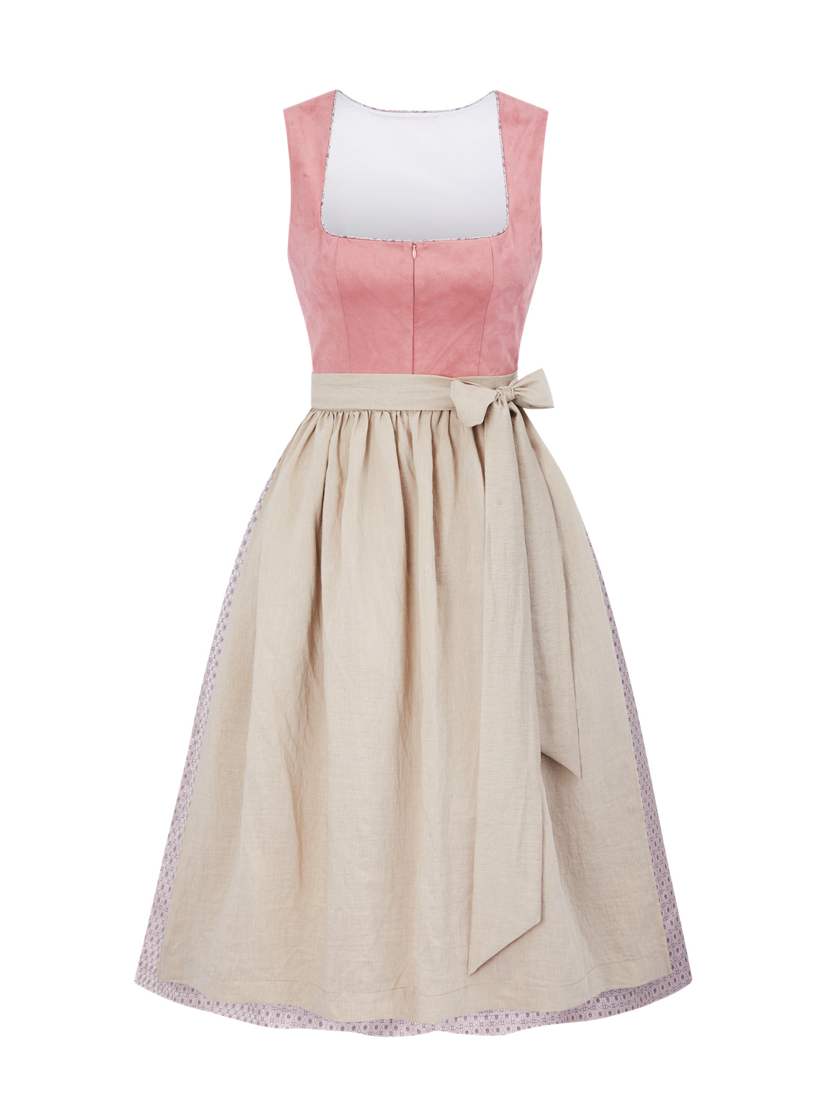 Rosa mit Gerader Ausschnitt und Wildleder Dirndl
