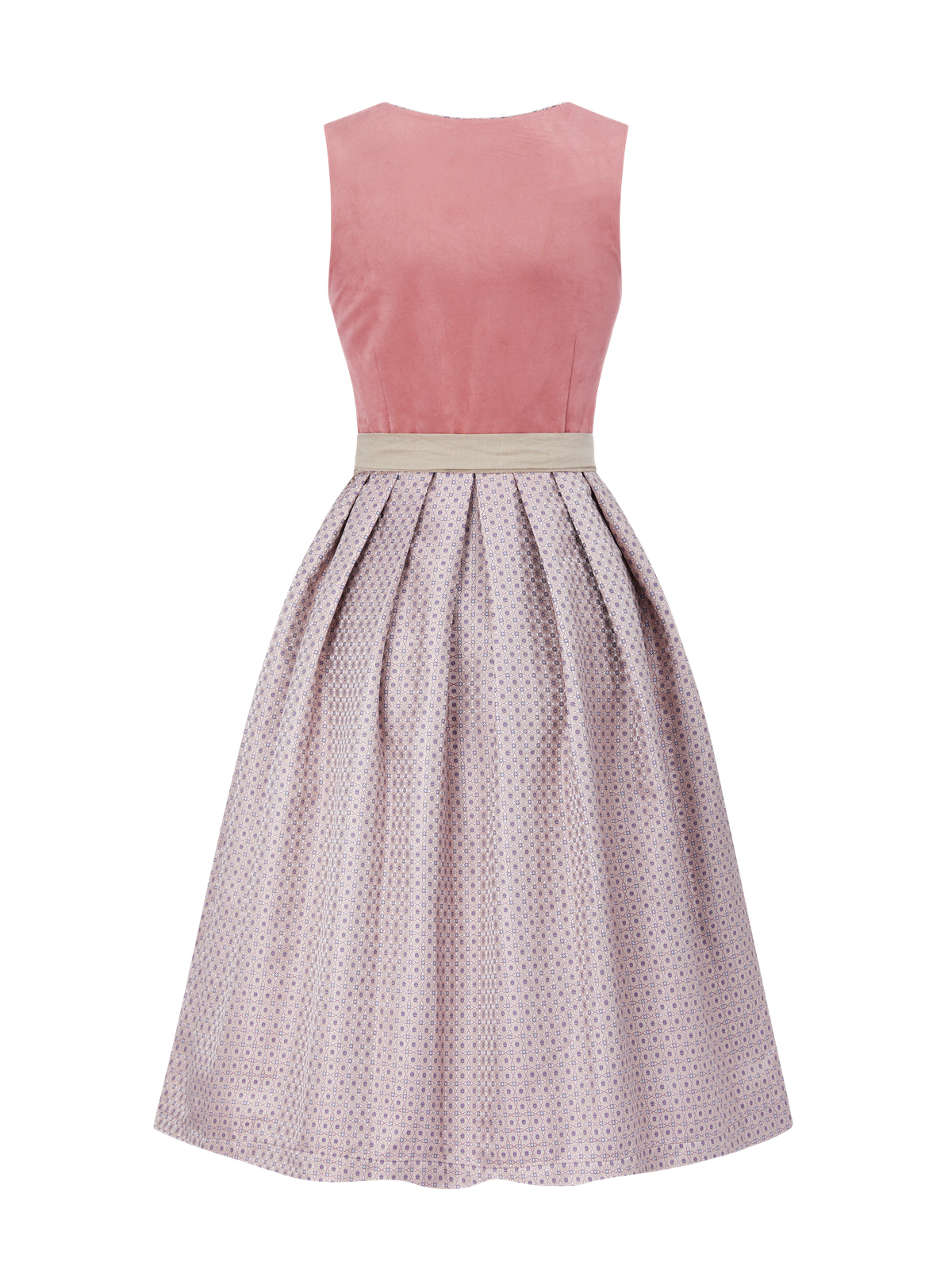 Rosa mit Gerader Ausschnitt und Wildleder Dirndl