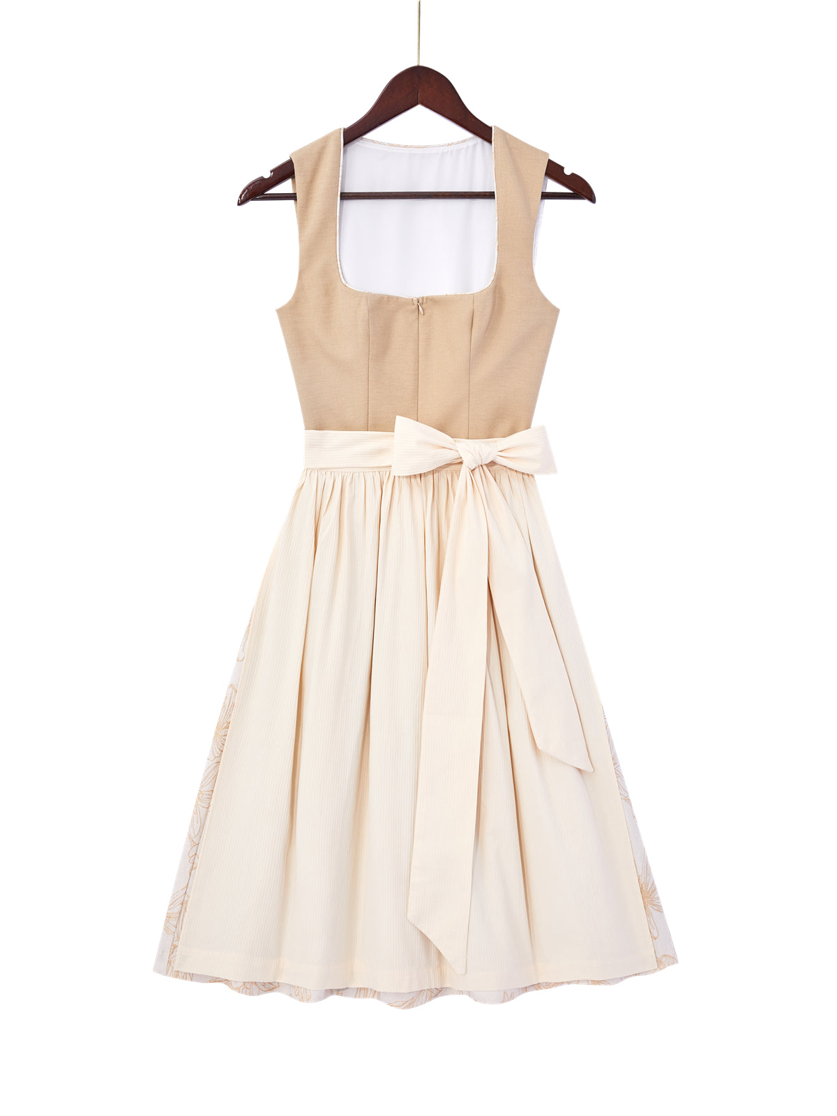 Braun mit Gerader Ausschnittund Feminin Dirndl
