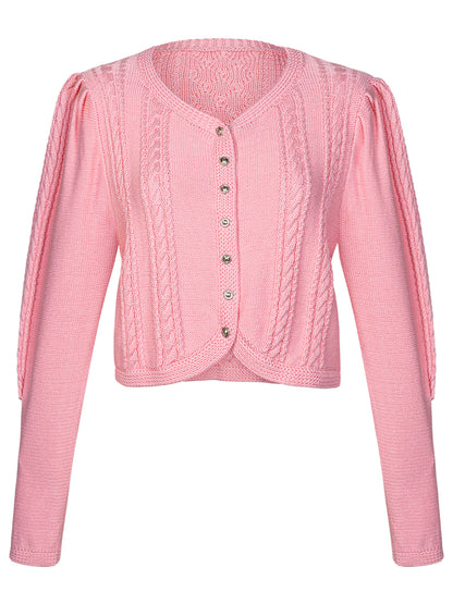 Damen Rosa V-Ausschnitt Vorne Strickjacken