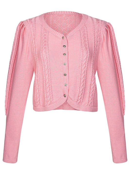 Damen Rosa V-Ausschnitt Vorne Strickjacken