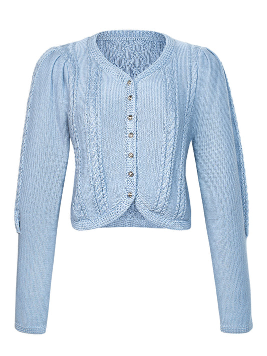 Damen Blau Rundhals Vorne Strickjacken