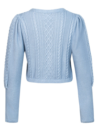 Damen Blau Rundhals Vorne Strickjacken