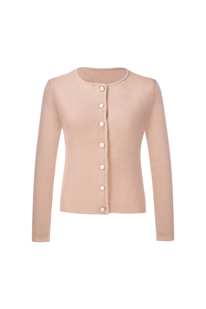 Damen Braun Rundhals Vorne Strickjacken
