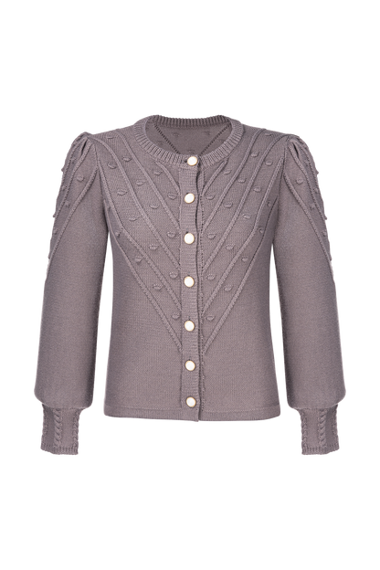 Damen Grau Rundhals Vorne Strickjacken