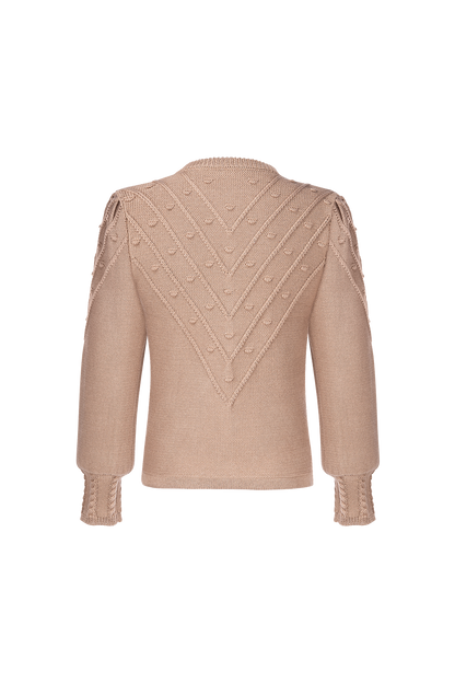 Damen Braun Rundhals Vorne Strickjacken