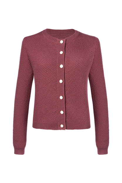 Damen Lila Rundhals Vorne Strickjacken