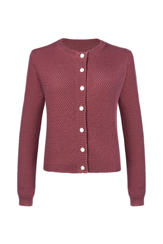 Damen Lila Rundhals Vorne Strickjacken