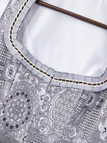 Grau mit Gerader Ausschnittund  Feminin Dirndl