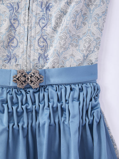 Blau mit Gerader Ausschnitt und Alpen-inspiriert Dirndl