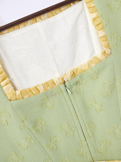 Grün mit Gerader Ausschnittund  Lässig Dirndl