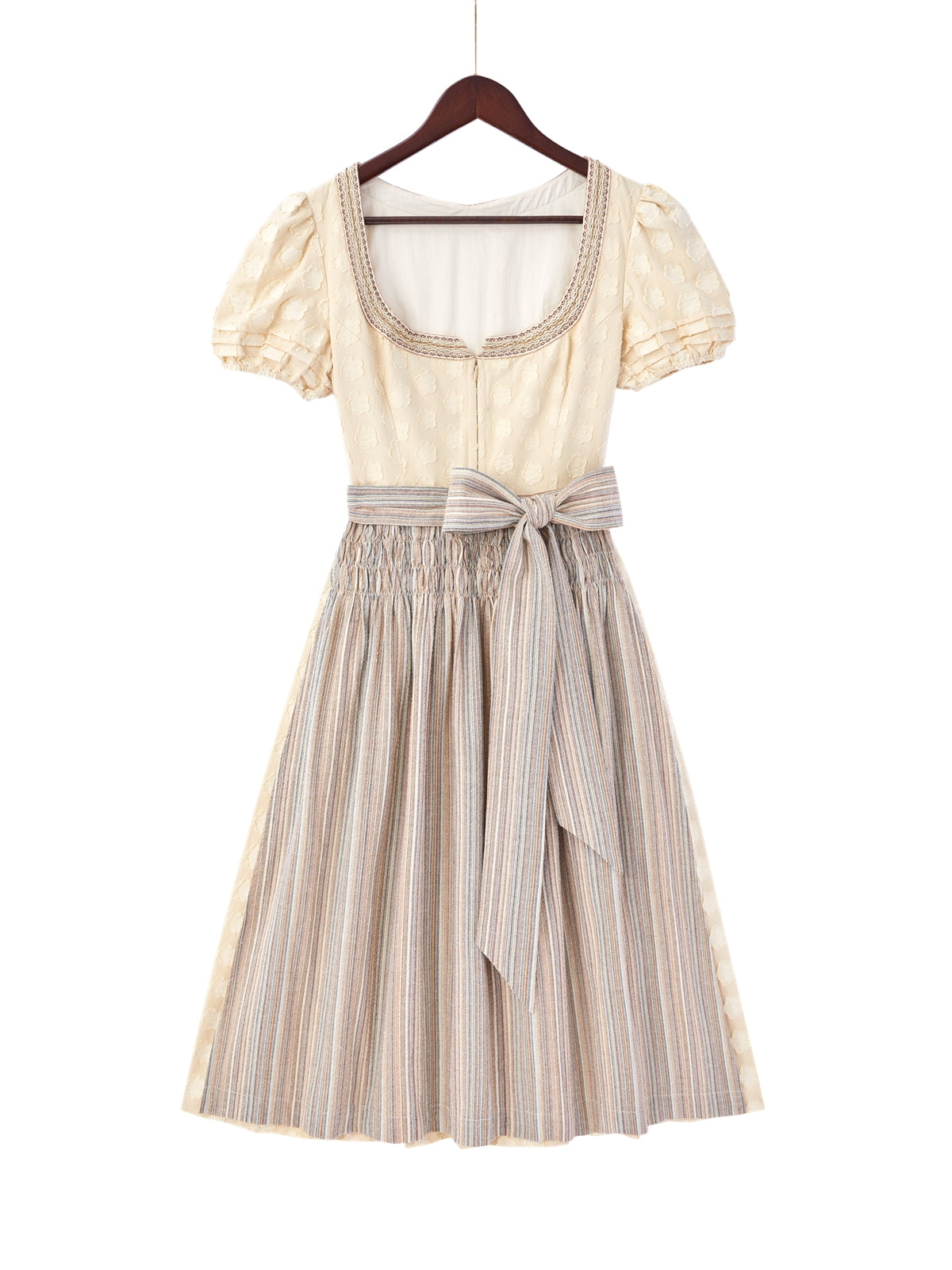 Gelb mit Gerader Ausschnittund Fein Dirndl
