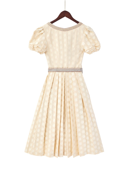 Gelb mit Gerader Ausschnittund Fein Dirndl