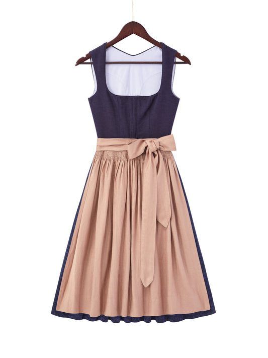 Blau mit Gerader Ausschnittund  Bunt Dirndl
