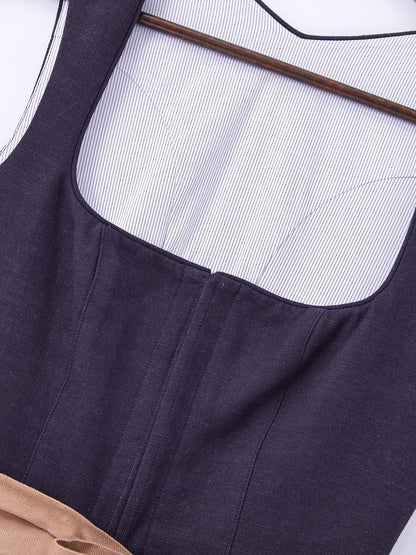 Blau mit Gerader Ausschnittund  Bunt Dirndl