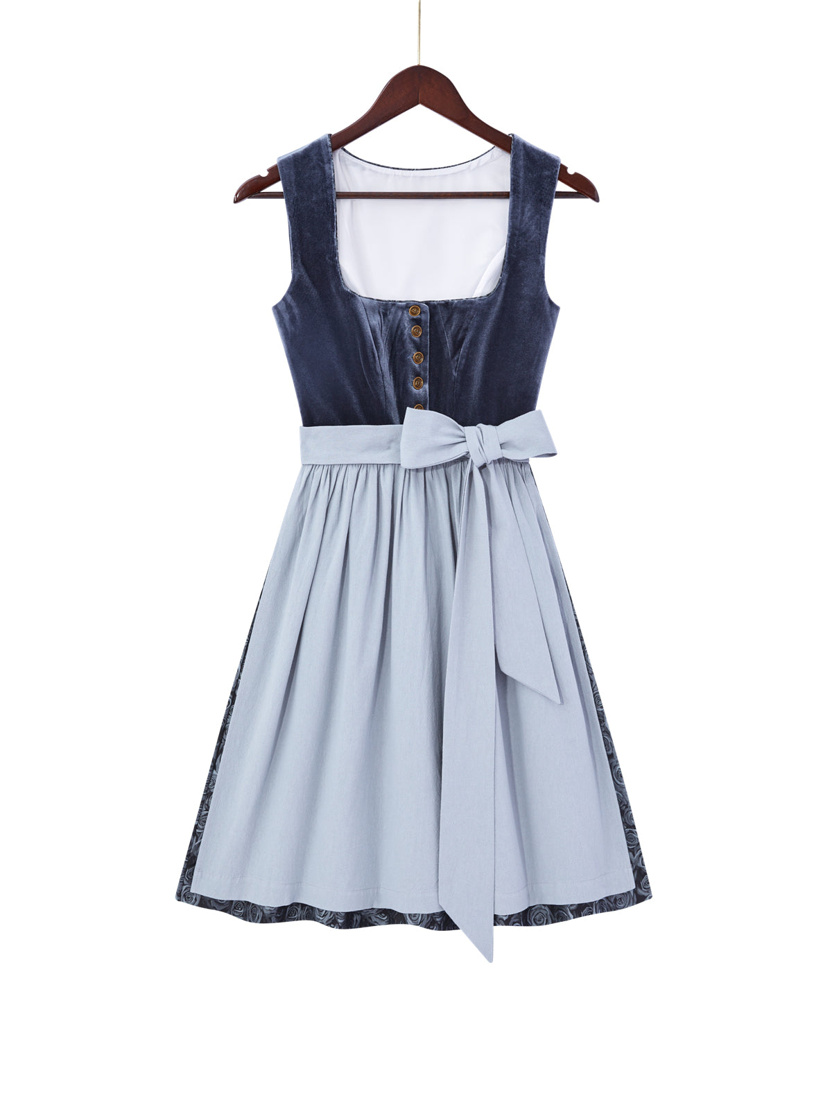 Blau mit Gerader Ausschnittund  Hochwertig Dirndl