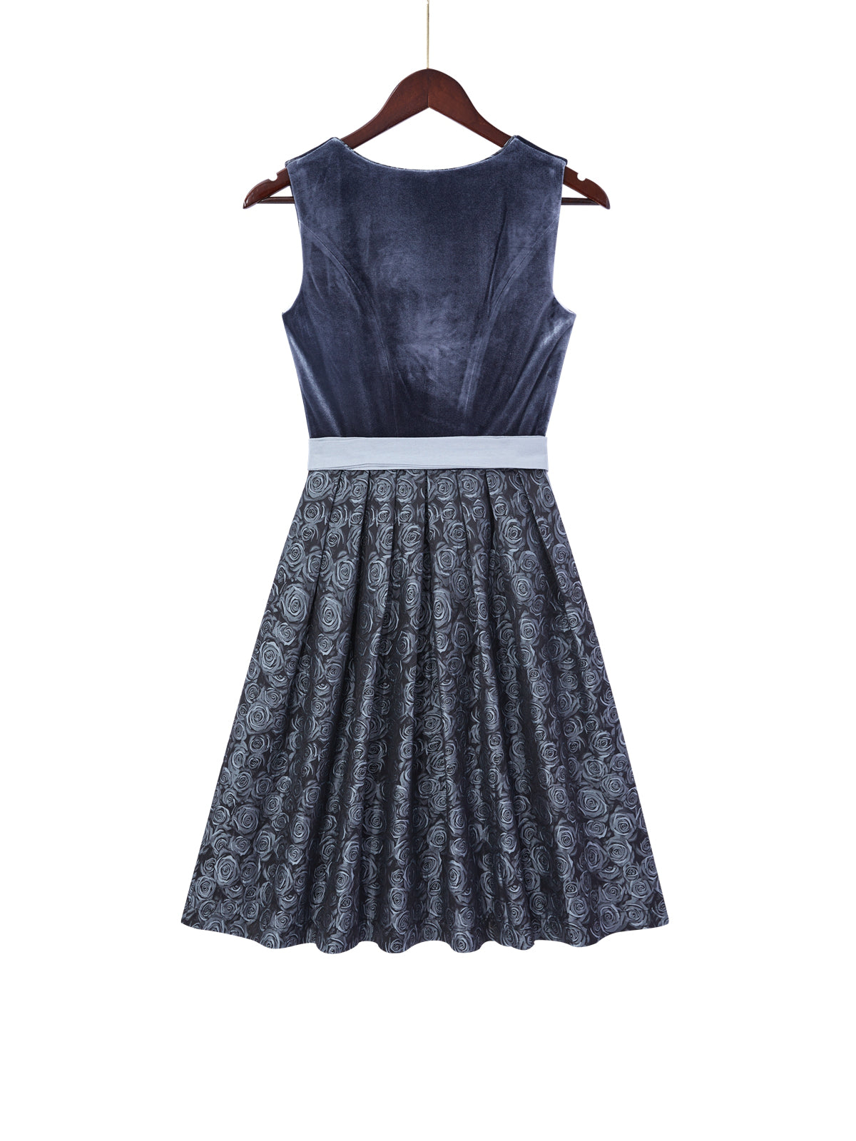 Blau mit Gerader Ausschnittund  Hochwertig Dirndl