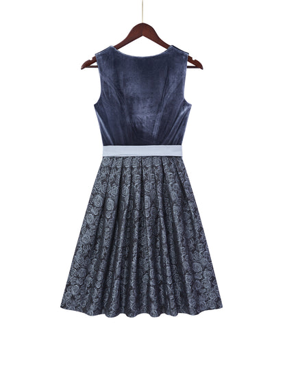 Blau mit Gerader Ausschnittund  Hochwertig Dirndl