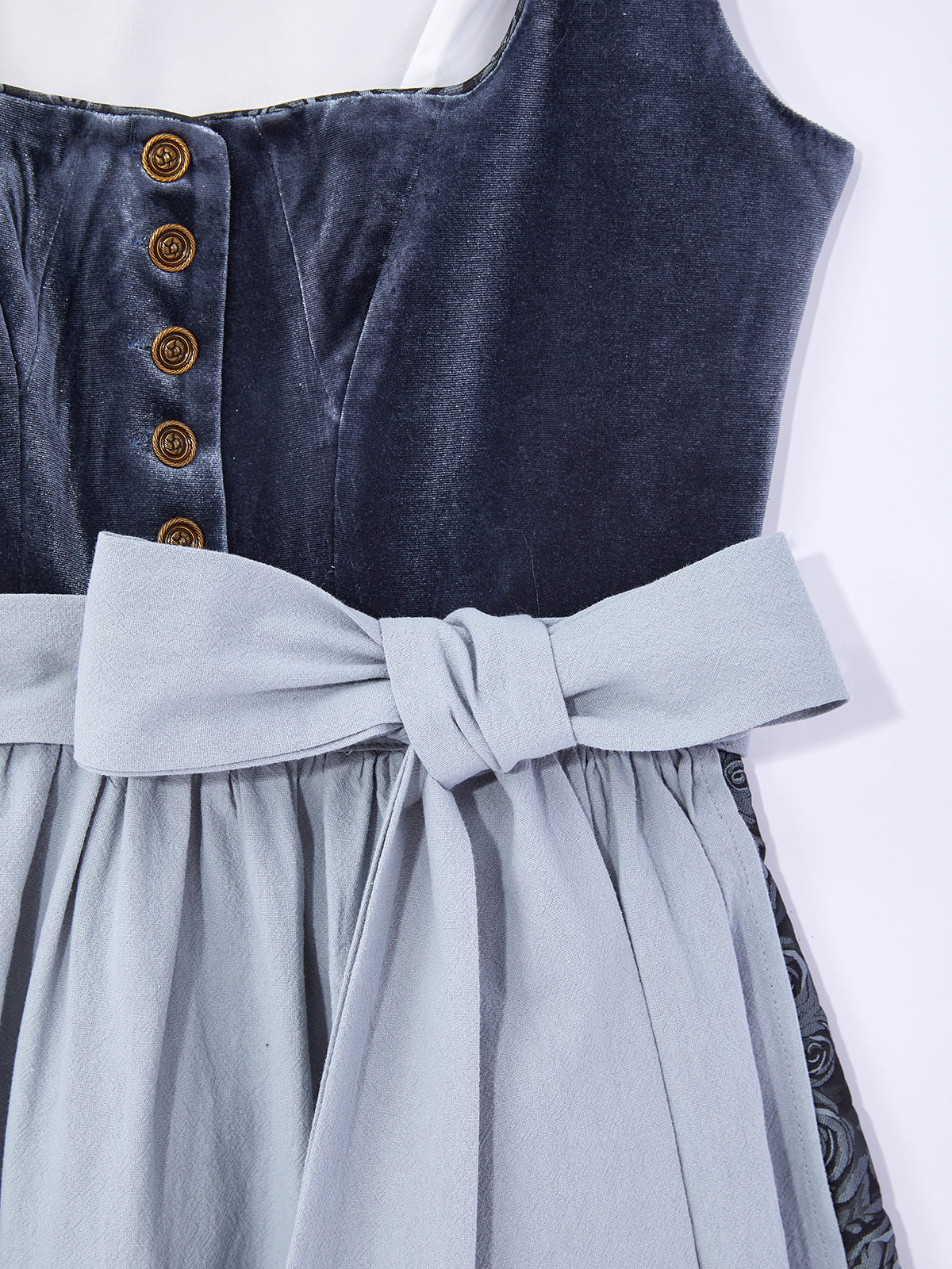 Blau mit Gerader Ausschnittund  Hochwertig Dirndl